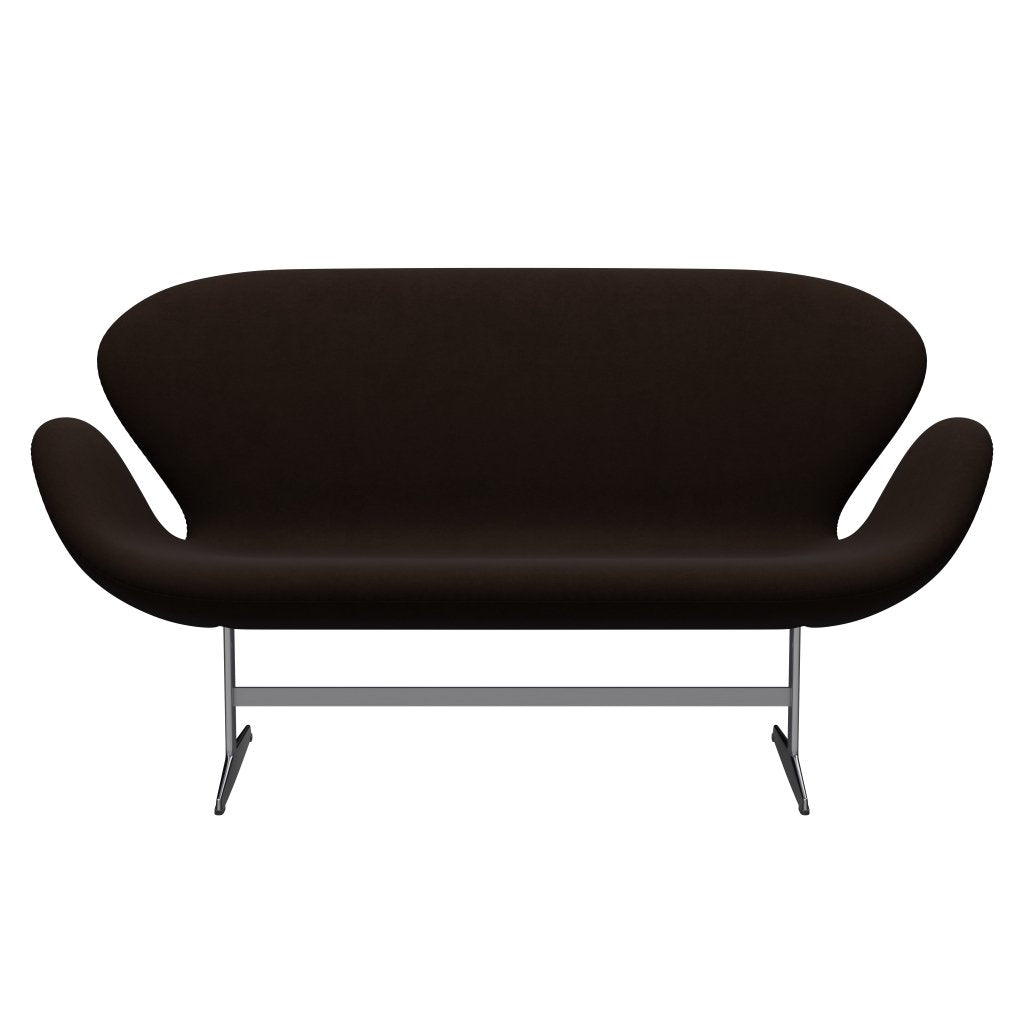 Fritz Hansen Swan Sofa 2 Seater, saténový kartáčovaný hliník/pohodlí hnědá (01566)