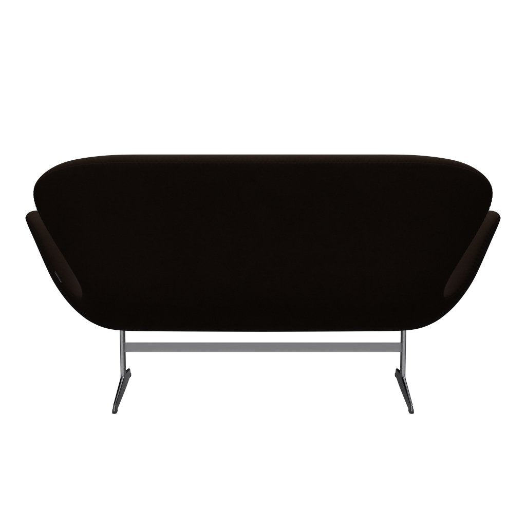 Fritz Hansen Swan Sofa 2 Seater, Satin Brushed Aluminium/Comfort Brown (01566)