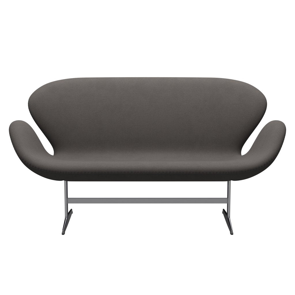 Fritz Hansen Swan Sofa 2 Seater, Satin Brushed Aluminium/Comfort Dark Grey (60008)