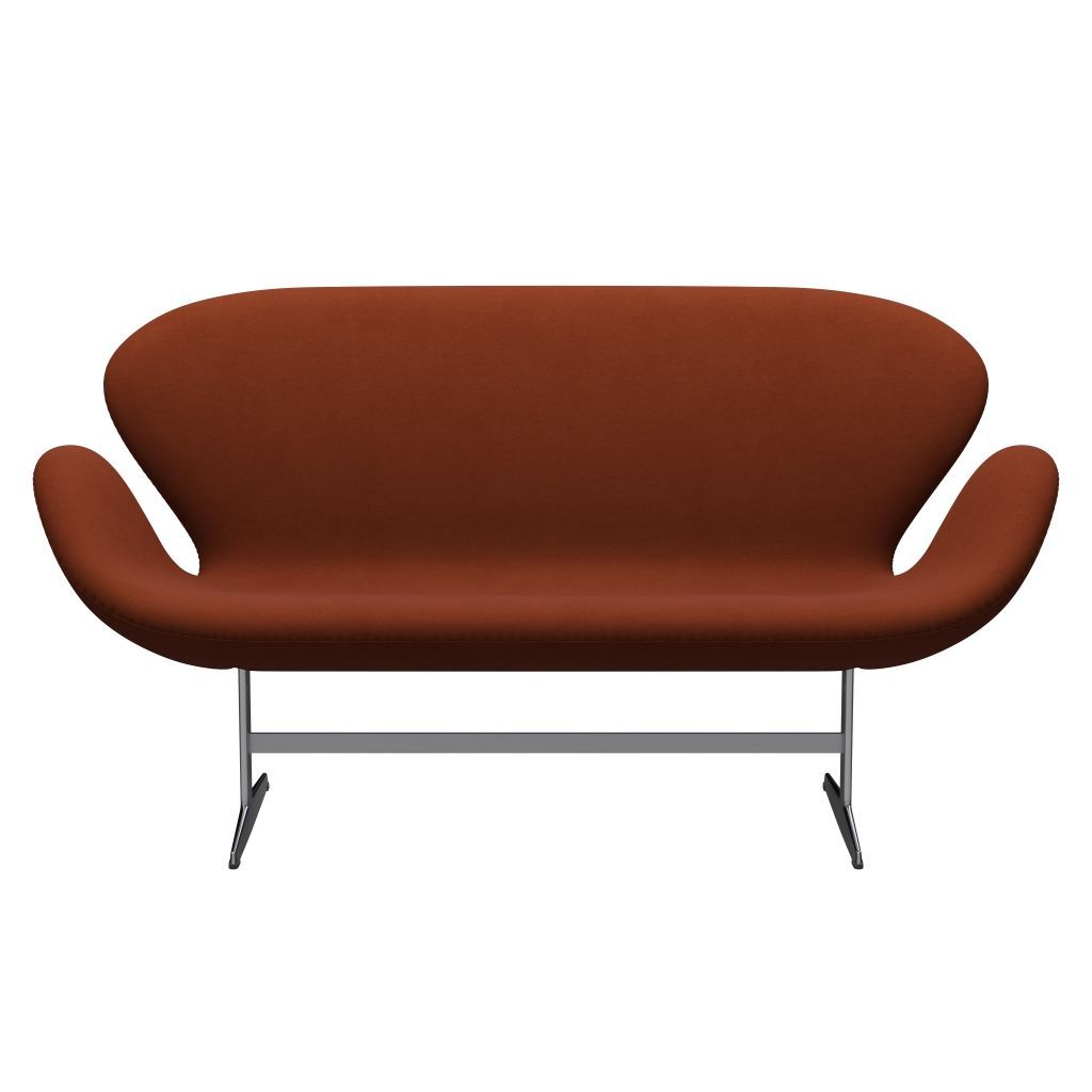 Fritz Hansen Swan Sofa 2 Seater, satén kartáčovaný hliník/pohodlí tmavě červená (61018)