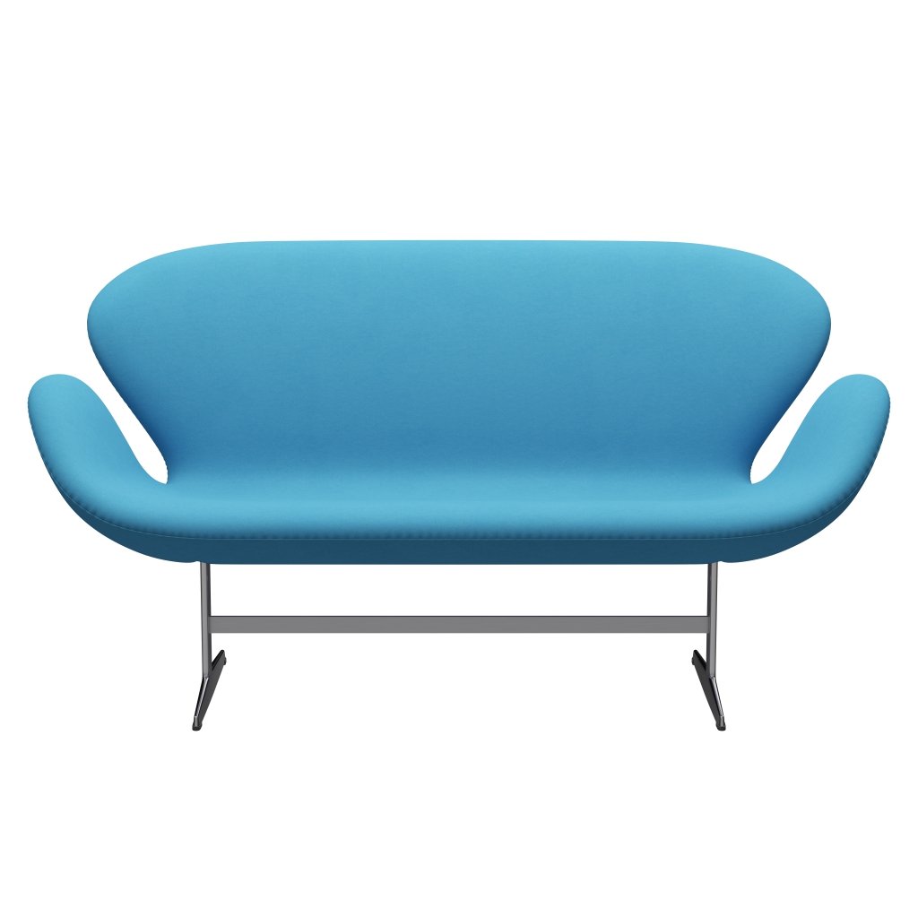 Fritz Hansen Swan Sofa 2 Seater, satén kartáčovaný hliník/pohodlí světle modrá (66010)