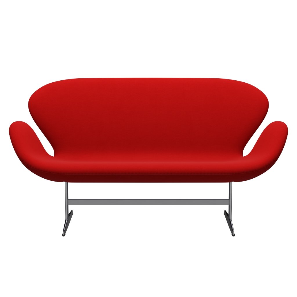 Fritz Hansen Swan Sofa 2 Seater, saténový kartáčovaný hliník/pohodlí červená (64003)