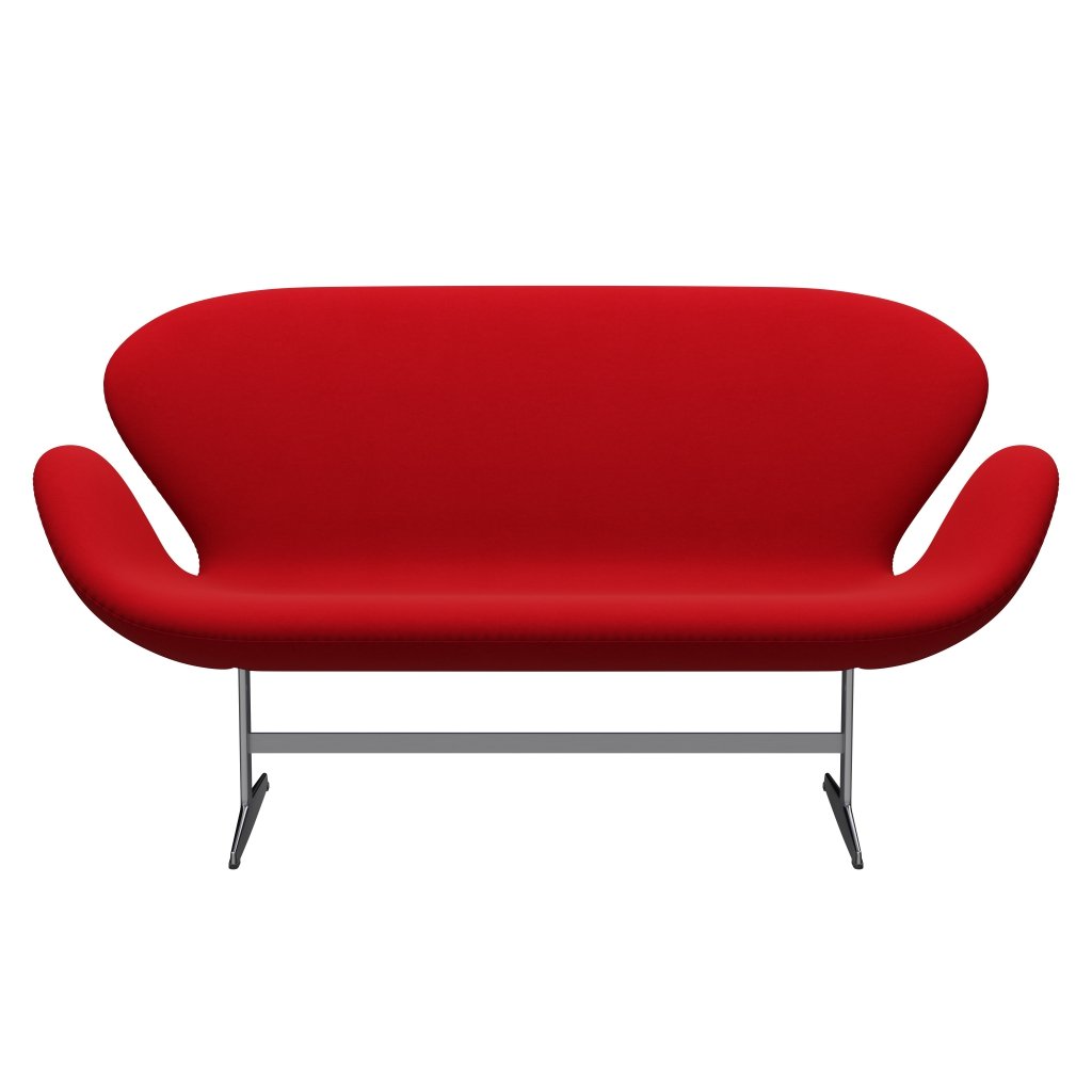 Fritz Hansen Swan Sofa 2 Seater, saténový kartáčovaný hliník/pohodlí červená (64013)