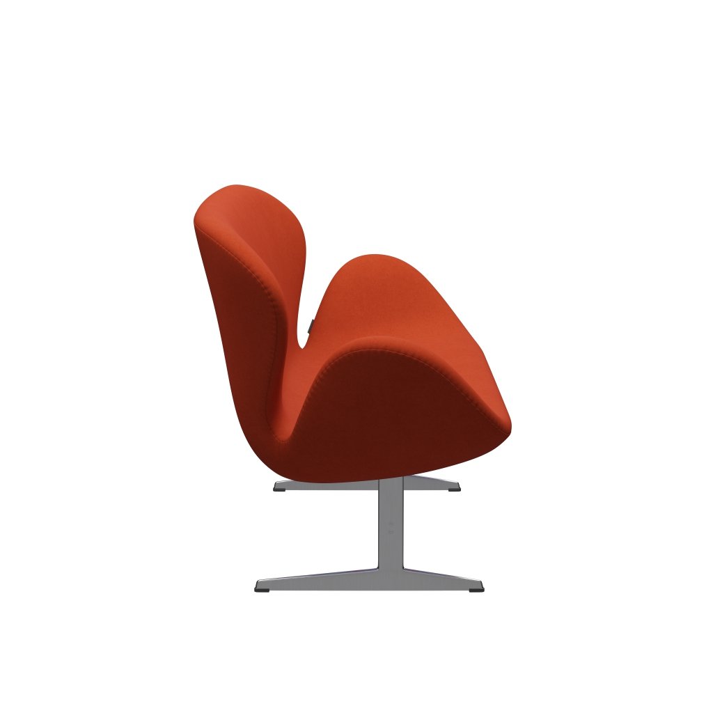 Fritz Hansen Swan Sofa 2 Seater, satén kartáčovaný hliník/komfort Rust Red (09055)