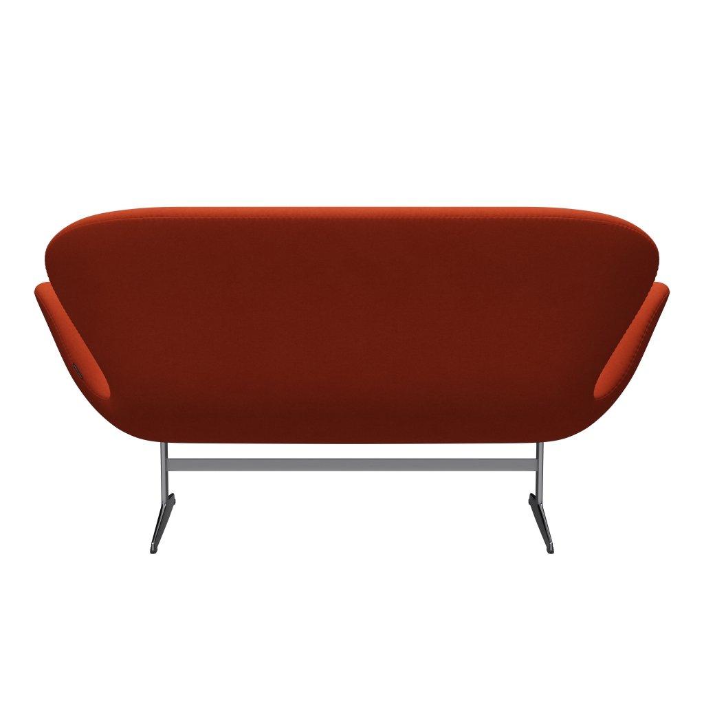 Fritz Hansen Swan Sofa 2 Seater, Satin Brushed Aluminium/Comfort Rust Red (09055)