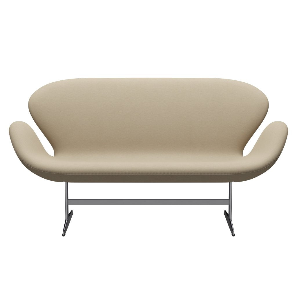 Fritz Hansen Swan Sofa 2 Seater, saténový kartáčovaný hliník/komfortní písečný světlo (61002)