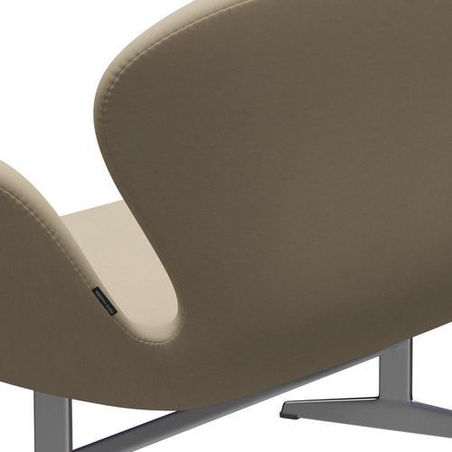 Fritz Hansen Swan Sofa 2 Seater, Satin Brushed Aluminium/Comfort Sand Light (61002)