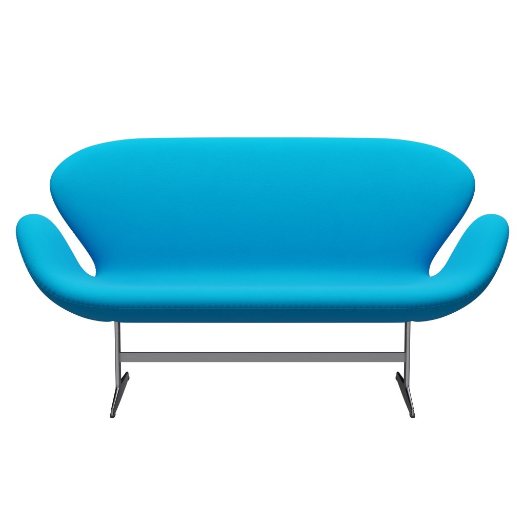 Fritz Hansen Swan Sofa 2 Seater, saténový kartáčovaný hliník/komfortní tyrkysový (67001)