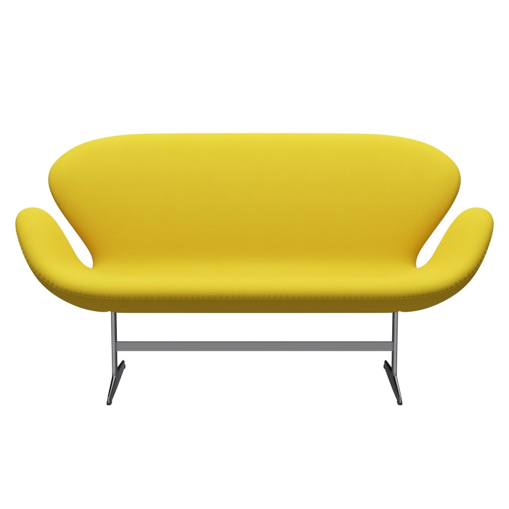 Fritz Hansen Swan Sofa 2 Seater, satén kartáčovaný hliník/pohodlí žlutá (62003)