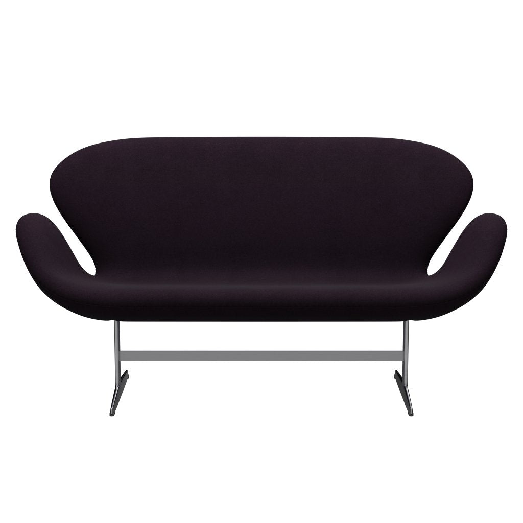 Fritz Hansen Swan Sofa 2 Seater, saténový kartáčovaný hliník/divina Aubergin (376)