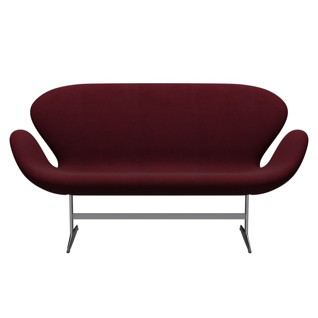 Fritz Hansen Swan Sofa 2 Seater, saténový kartáčovaný hliník/divina Aubergin (671)