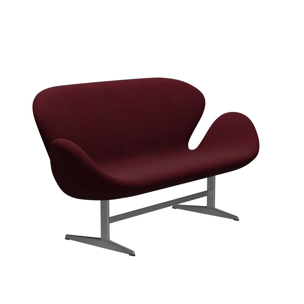 Fritz Hansen Swan Sofa 2 Seater, saténový kartáčovaný hliník/divina Aubergin (671)