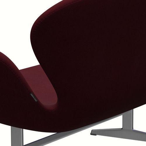 Fritz Hansen Swan Sofa 2 Seater, Satin Brushed Aluminium/Divina Aubergine (671)