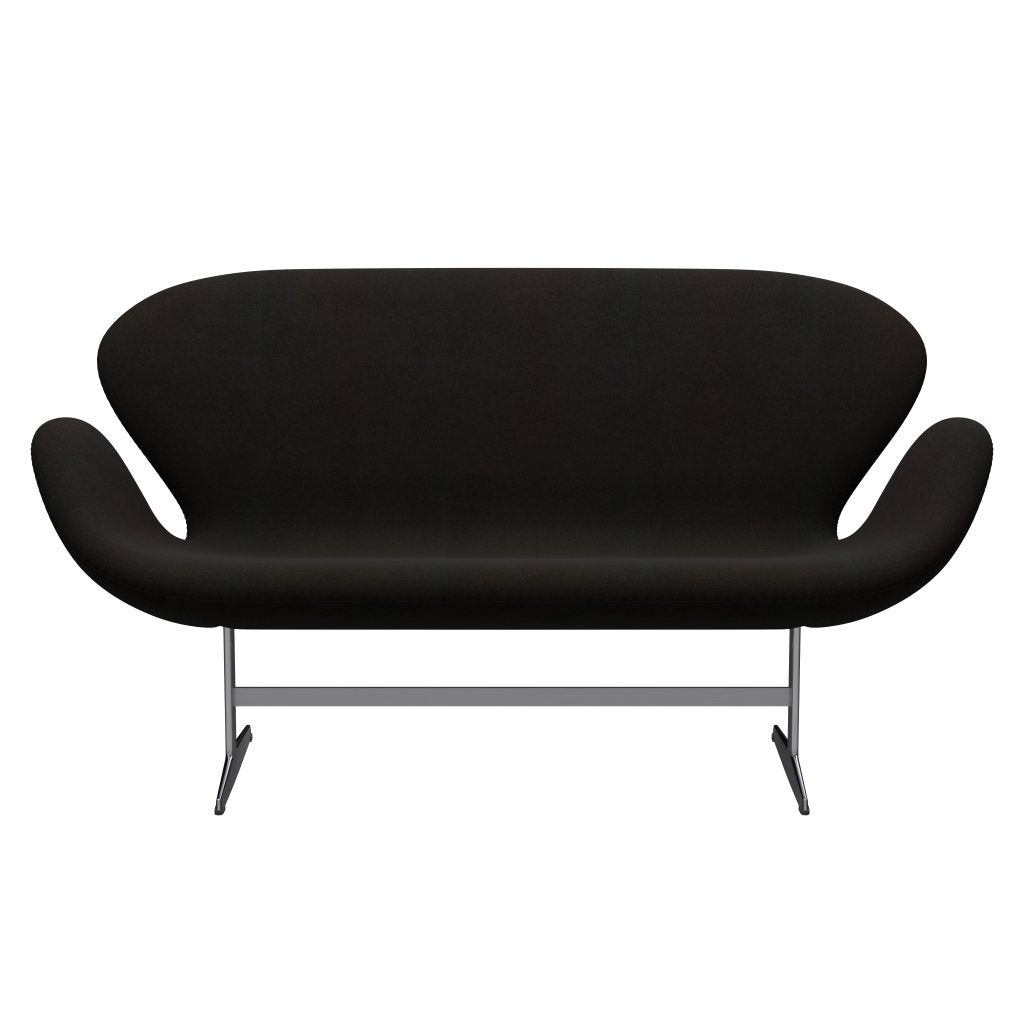 Fritz Hansen Swan Sofa 2 Seater, satén kartáčovaný hliník/divina tmavě hnědá (384)