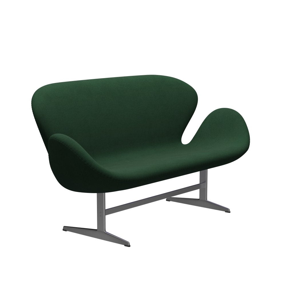 Fritz Hansen Swan Sofa 2 Seater, satén kartáčovaný hliník/Divina Dark Green (876)