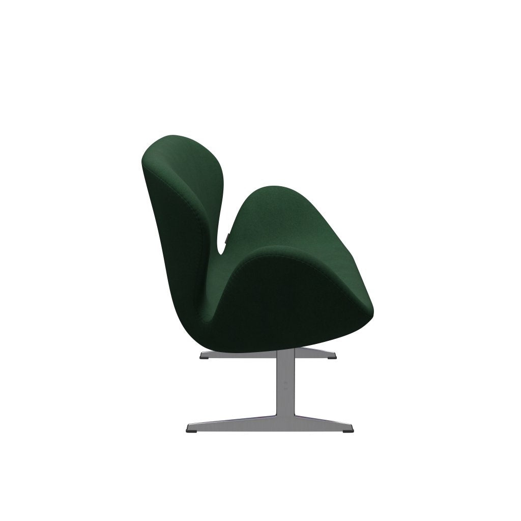 Fritz Hansen Swan Sofa 2 Seater, satén kartáčovaný hliník/Divina Dark Green (876)