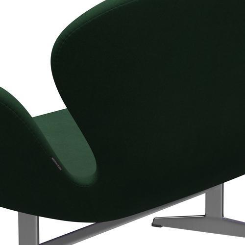 Fritz Hansen Swan Sofa 2 Seater, satén kartáčovaný hliník/Divina Dark Green (876)