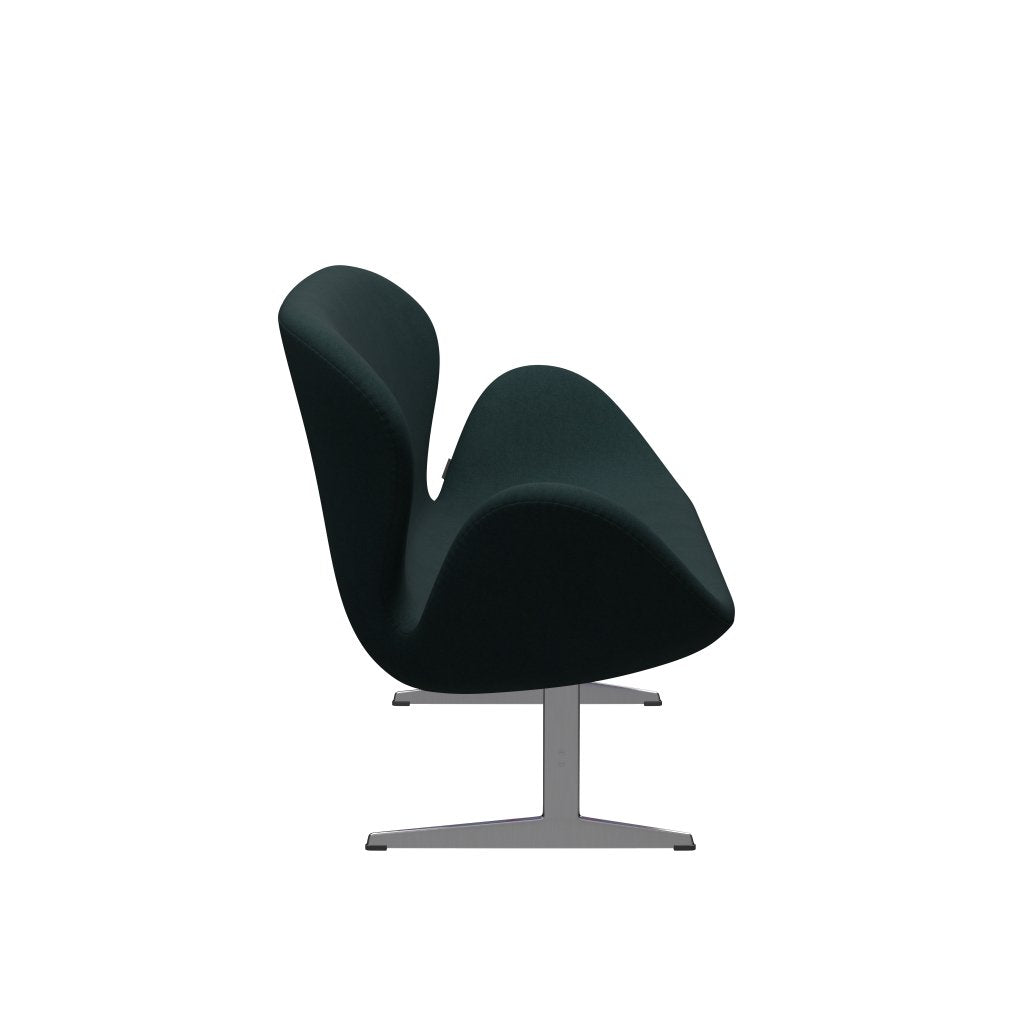 Fritz Hansen Swan Sofa 2 Seater, satén kartáčovaný hliník/Divina Dark Green (886)