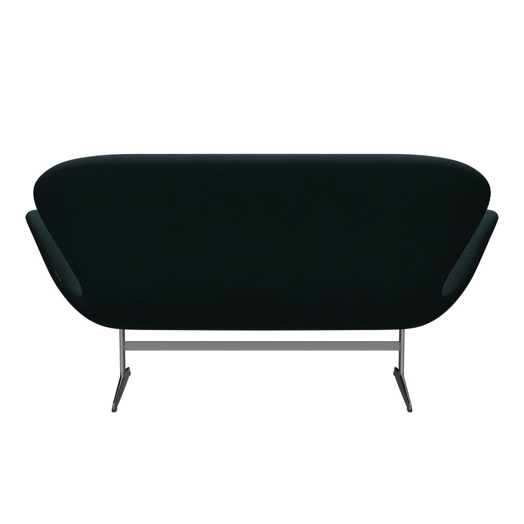 Fritz Hansen Swan Sofa 2 Seater, satén kartáčovaný hliník/Divina Dark Green (886)