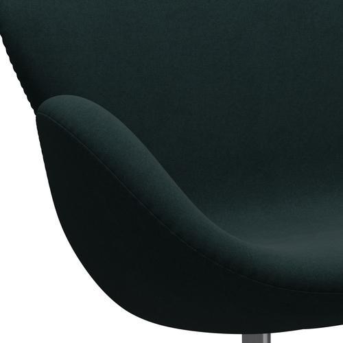 Fritz Hansen Swan Sofa 2 Seater, satén kartáčovaný hliník/Divina Dark Green (886)