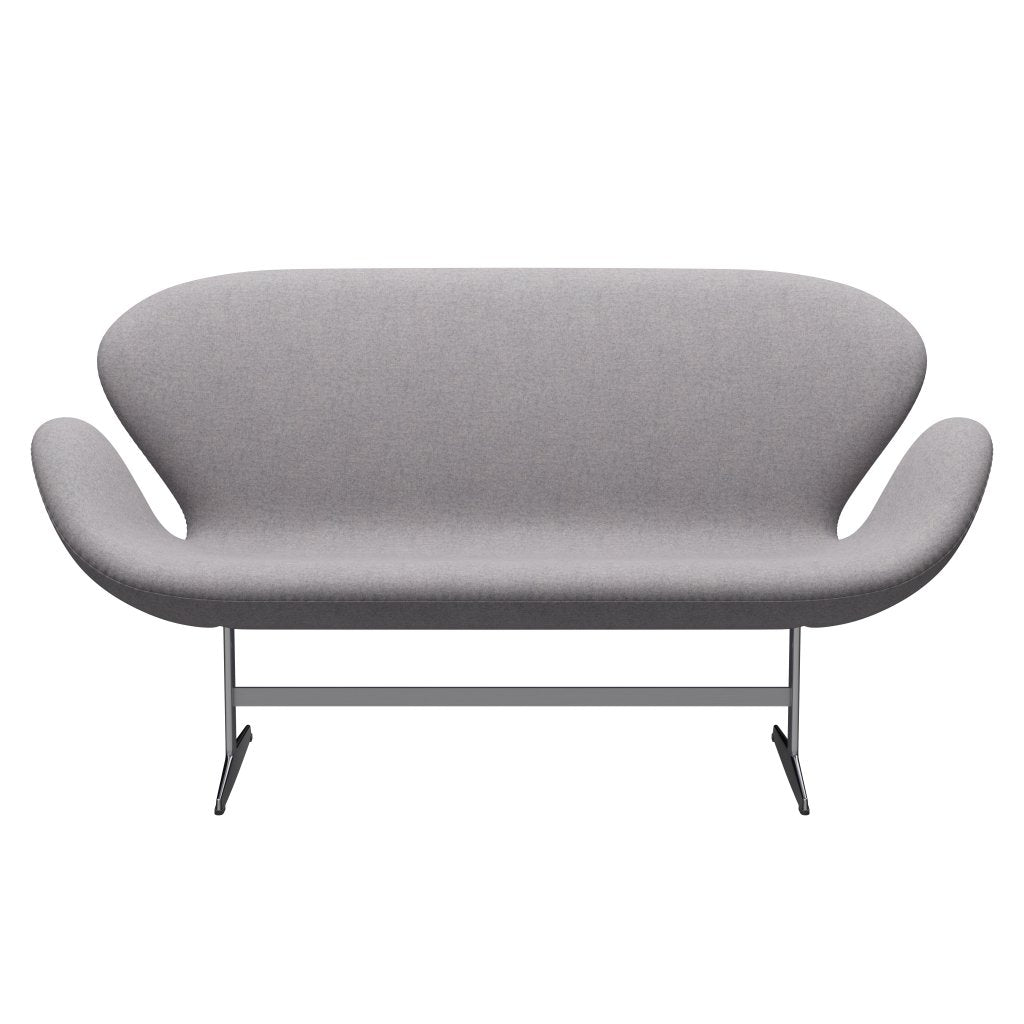 Fritz Hansen Swan Sofa 2 Seater, satén kartáčovaný hliník/divina md chladná světle šedá