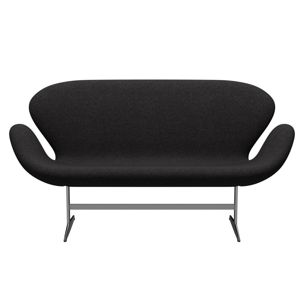 Fritz Hansen Swan Sofa 2 Seater, satén kartáčovaný hliník/divina MD tmavě šedá