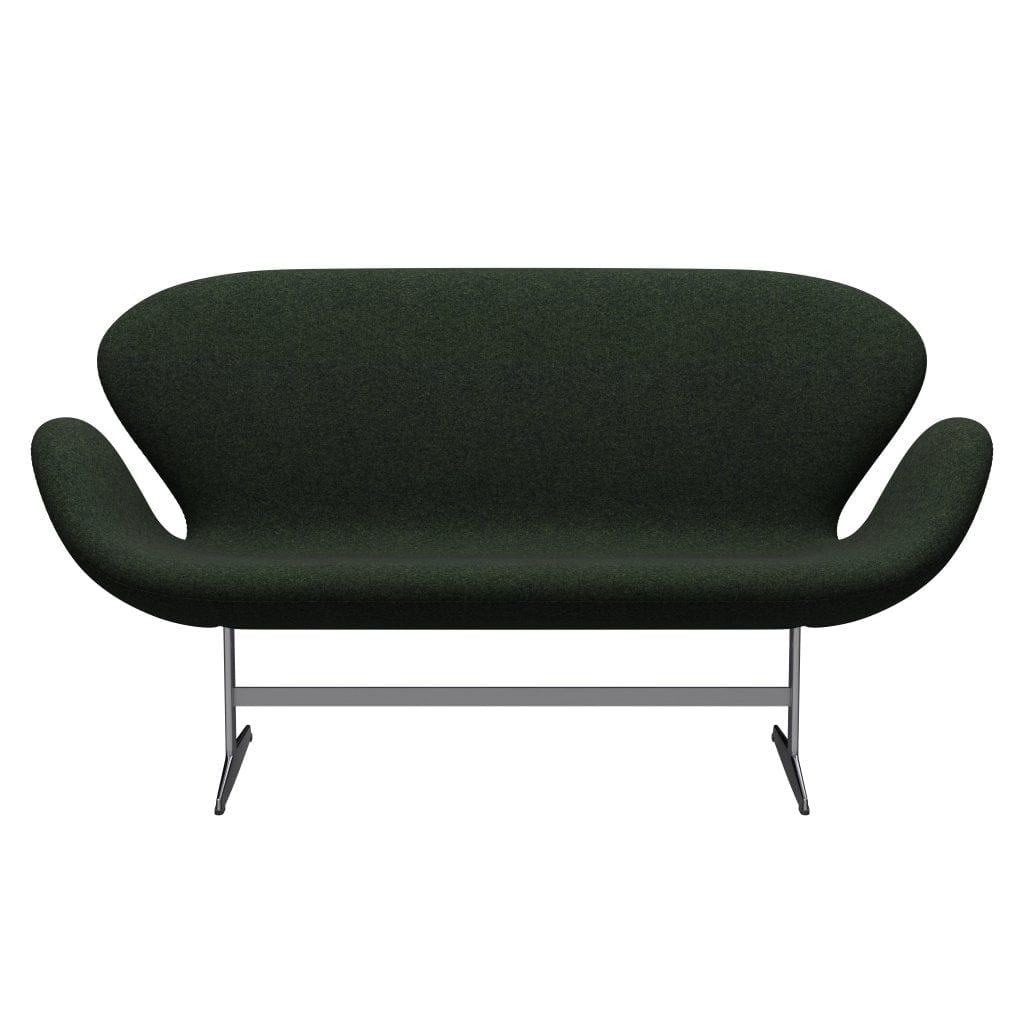 Fritz Hansen Swan Sofa 2 Seater, satén kartáčovaný hliník/Divina MD Moss Green