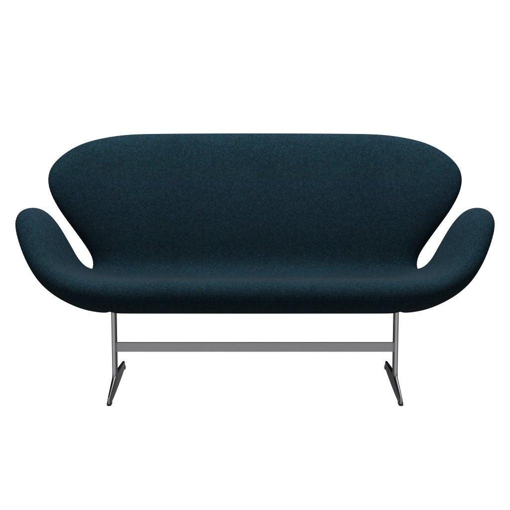 Fritz Hansen Swan Sofa 2 Seater, satén kartáčovaný hliník/divina md benzín tma