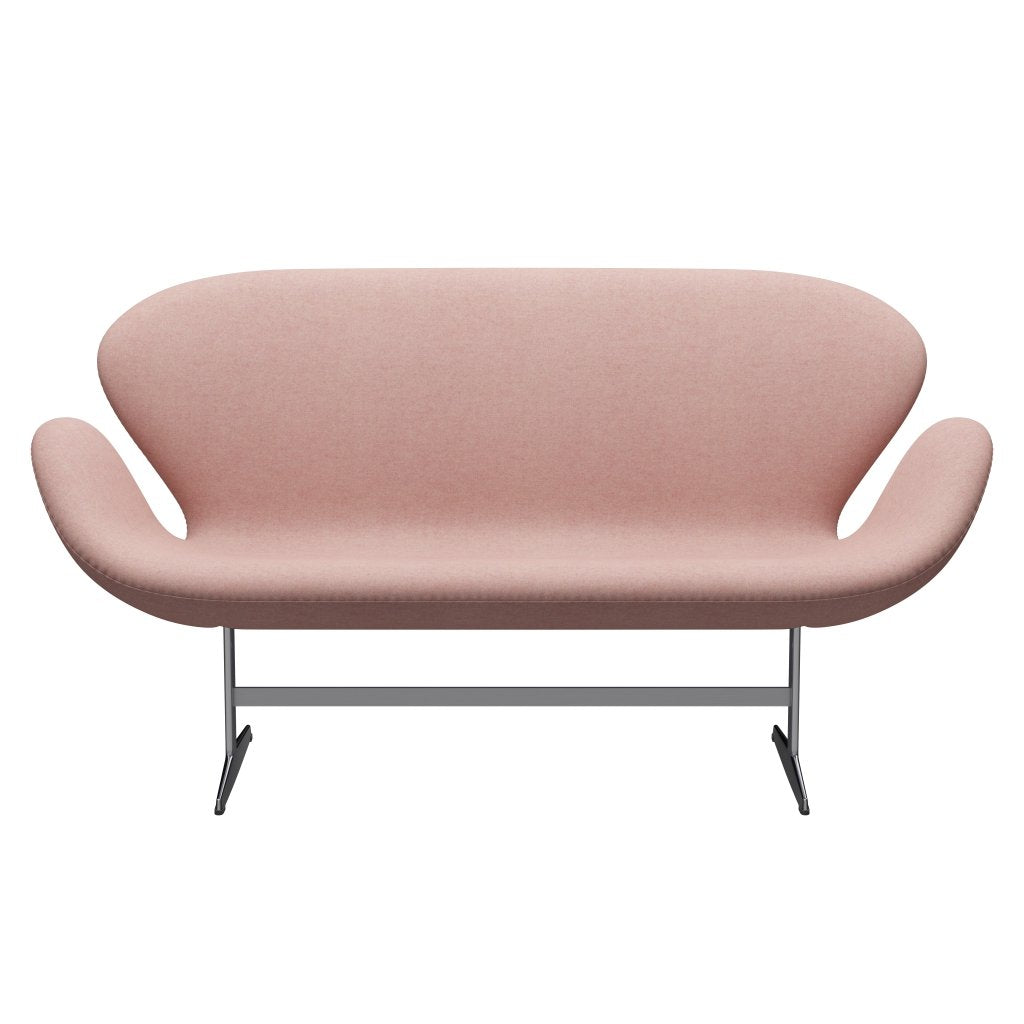 Fritz Hansen Swan Sofa 2 Seater, Satin Brushed Aluminium/Divina Md Soft Pink