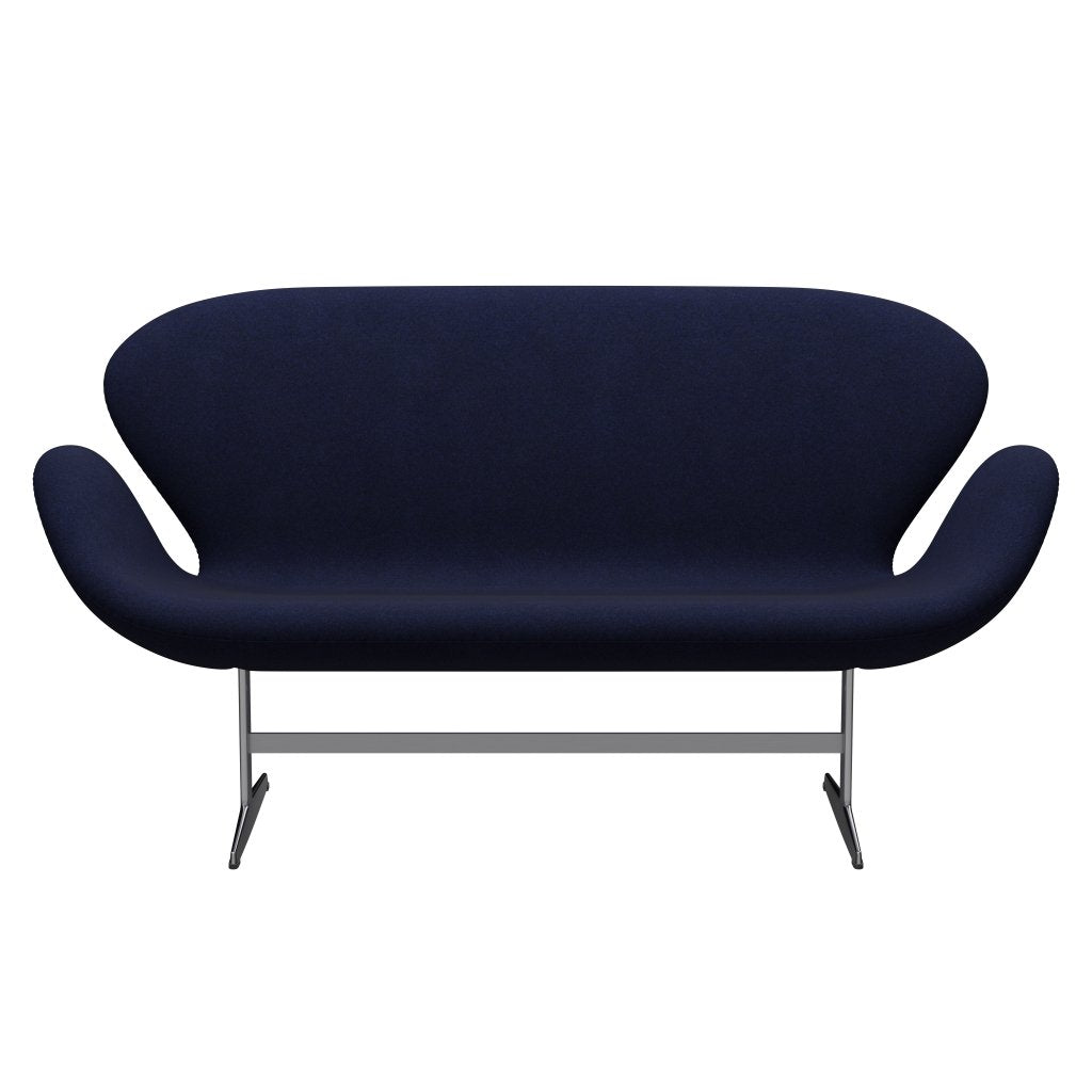 Fritz Hansen Swan Sofa 2 Seater, satén kartáčovaný hliník/divina melange tmavě modrá