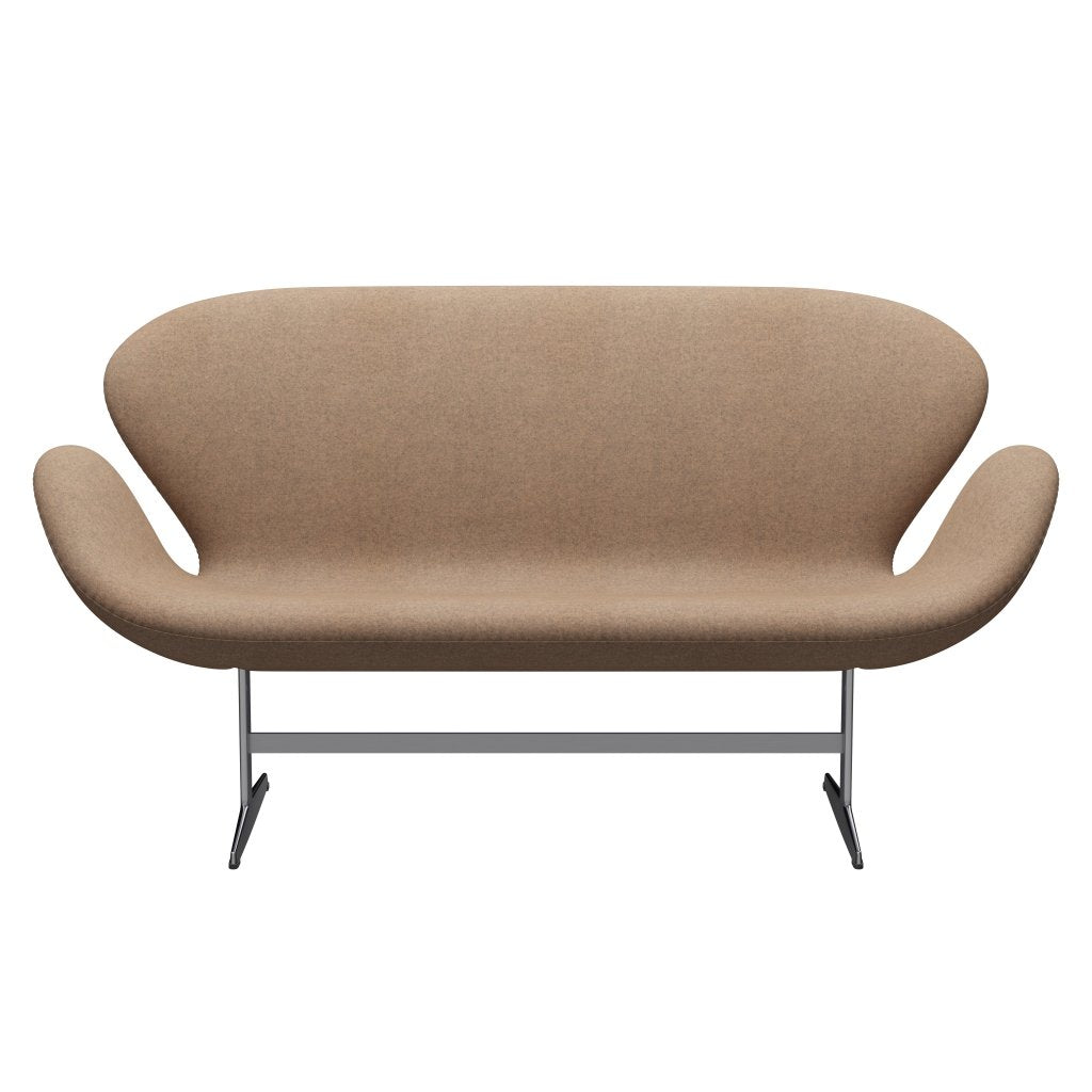 Fritz Hansen Swan Sofa 2 Seater, satén kartáčovaný hliník/divina melange šedá nahá