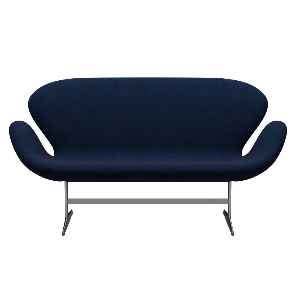 Fritz Hansen Swan Sofa 2 Seater, Satin Brushed Aluminium/Divina Melange Navy Dark