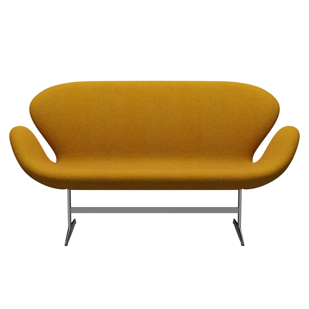 Fritz Hansen Swan Sofa 2 Seater, satén kartáčovaný hliník/divina melange ocher žlutá