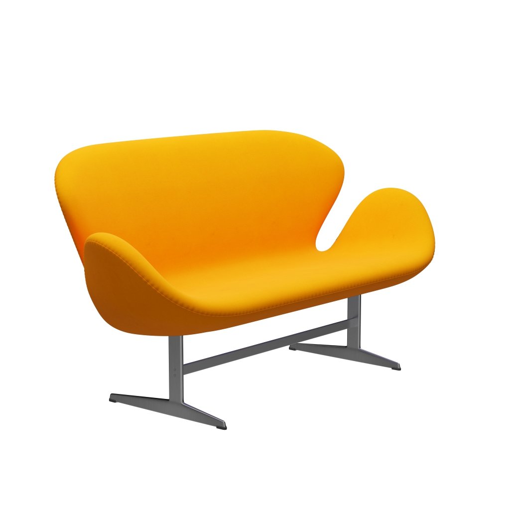 Fritz Hansen Swan Sofa 2 Seater, satén kartáčovaný hliník/Divina Orange (426)