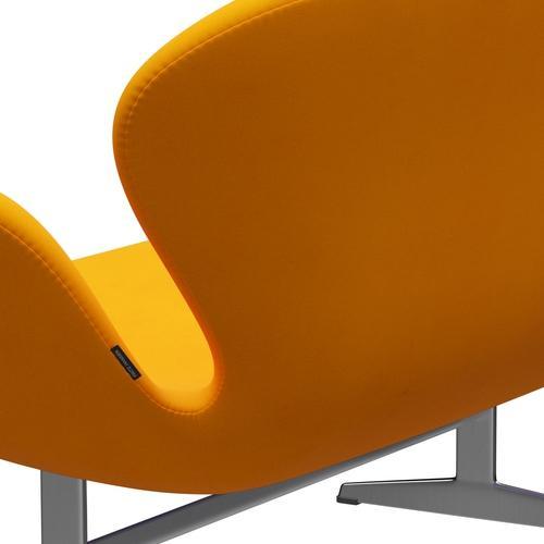 Fritz Hansen Swan Sofa 2 Seater, Satin Brushed Aluminium/Divina Orange (426)