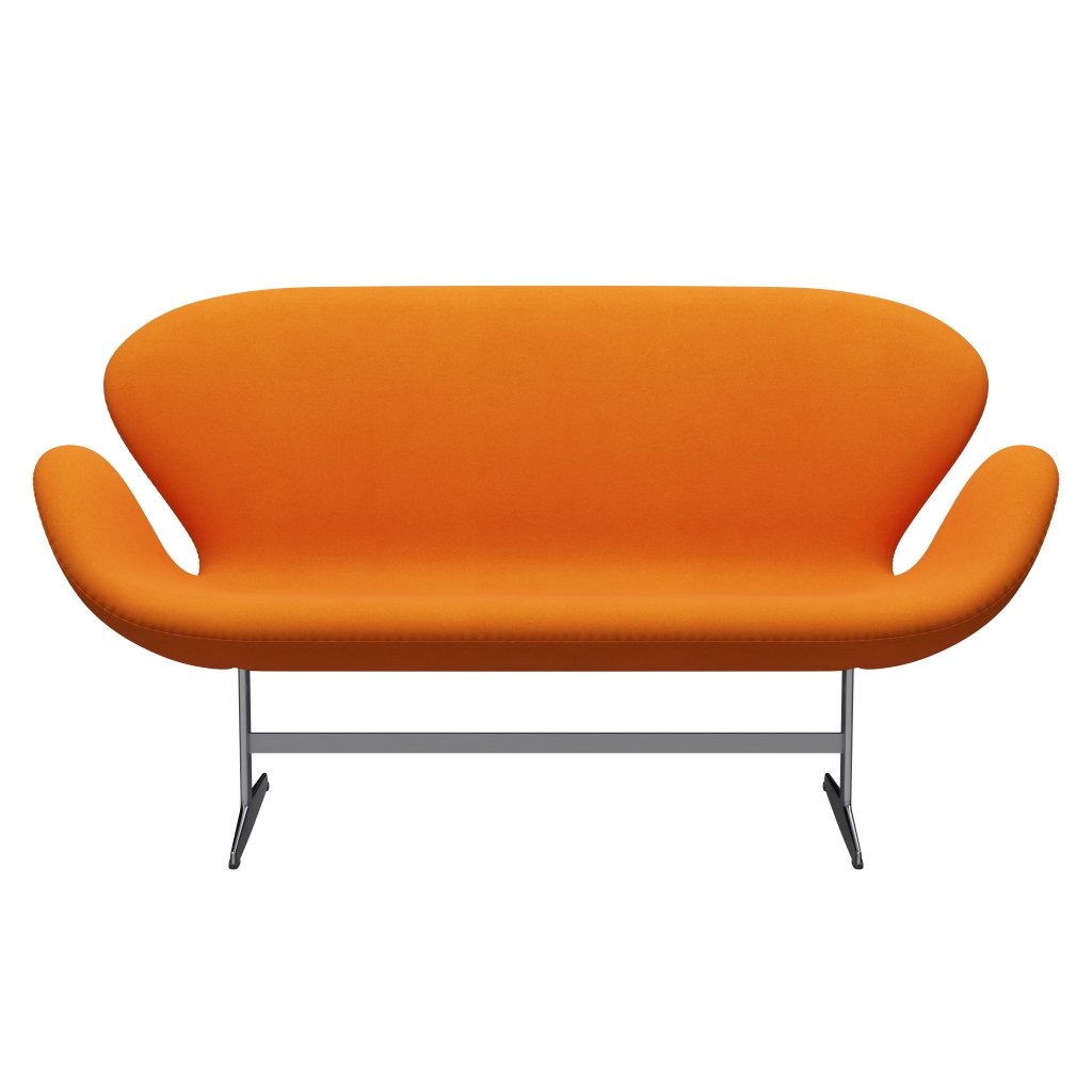 Fritz Hansen Swan Sofa 2 Seater, saténový kartáčovaný hliník/Divina Orange (444)