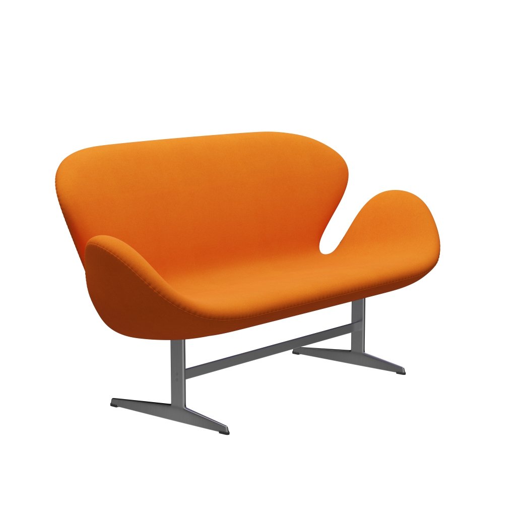 Fritz Hansen Swan Sofa 2 Seater, saténový kartáčovaný hliník/Divina Orange (444)