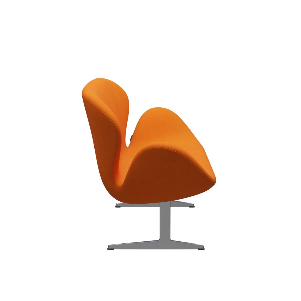 Fritz Hansen Swan Sofa 2 Seater, saténový kartáčovaný hliník/Divina Orange (444)