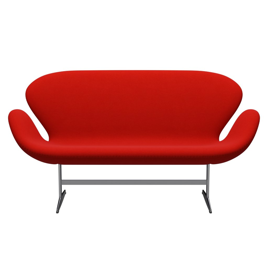 Fritz Hansen Swan Sofa 2 Seater, saténový kartáčovaný hliník/Divina Red (562)