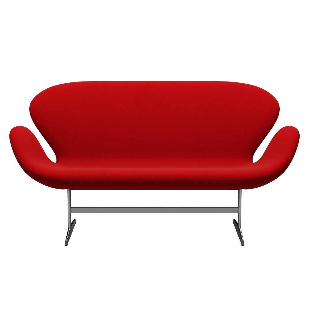 Fritz Hansen Swan Sofa 2 Seater, saténový kartáčovaný hliník/Divina Red (623)