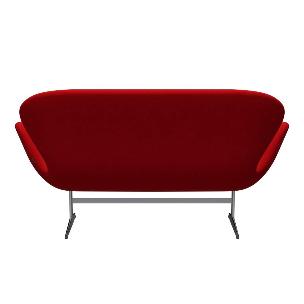 Fritz Hansen Swan Sofa 2 Seater, saténový kartáčovaný hliník/Divina Red (623)