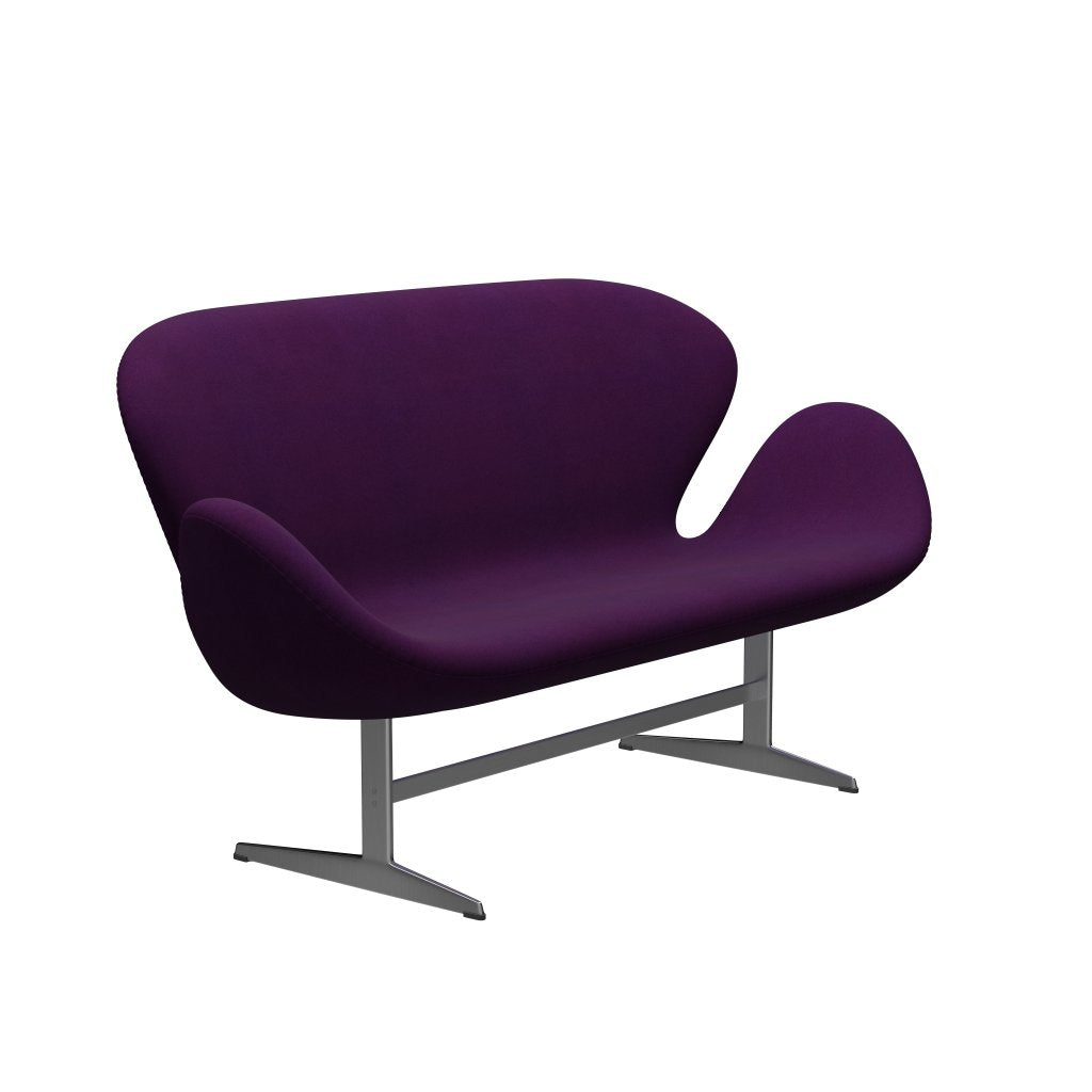 Fritz Hansen Swan Sofa 2 Seater, satén kartáčovaný hliník/Divina Violet (696)