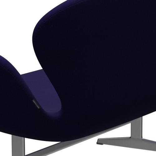 Fritz Hansen Swan Sofa 2 Seater, satén kartáčovaný hliník/Divina Violet Dark (692)