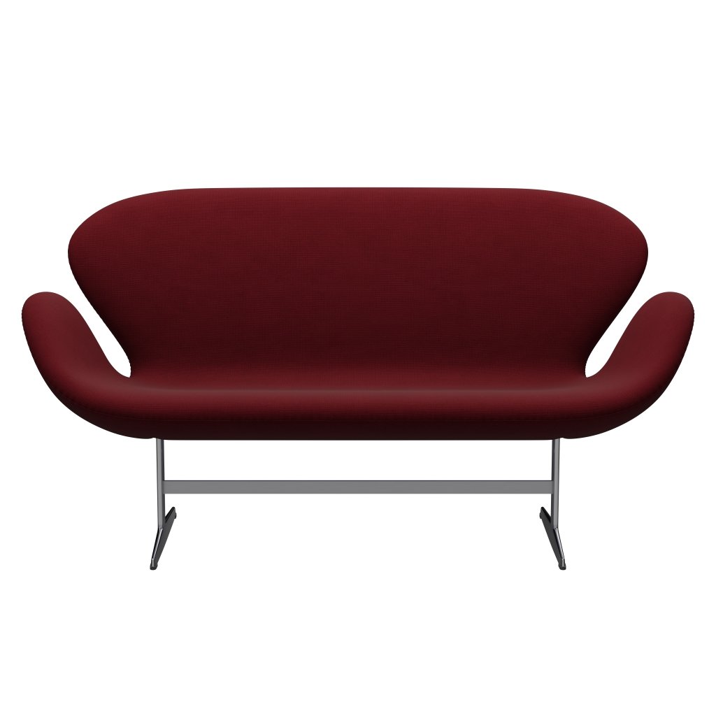 Fritz Hansen Swan Sofa 2 Seater, satén kartáčovaný hliník/sláva Bordeaux (64058)