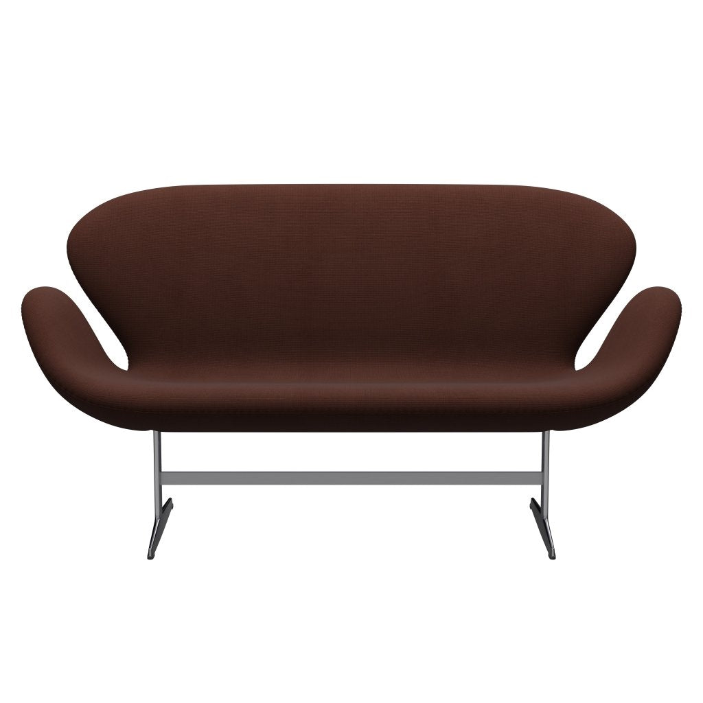 Fritz Hansen Swan Sofa 2 Seater, Satin Brushed Aluminium/Fame Brown (61047)