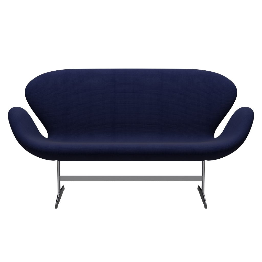 Fritz Hansen Swan Sofa 2 Seater, saténová kartáčovaná hliník/sláva tmavě modrá (66005)