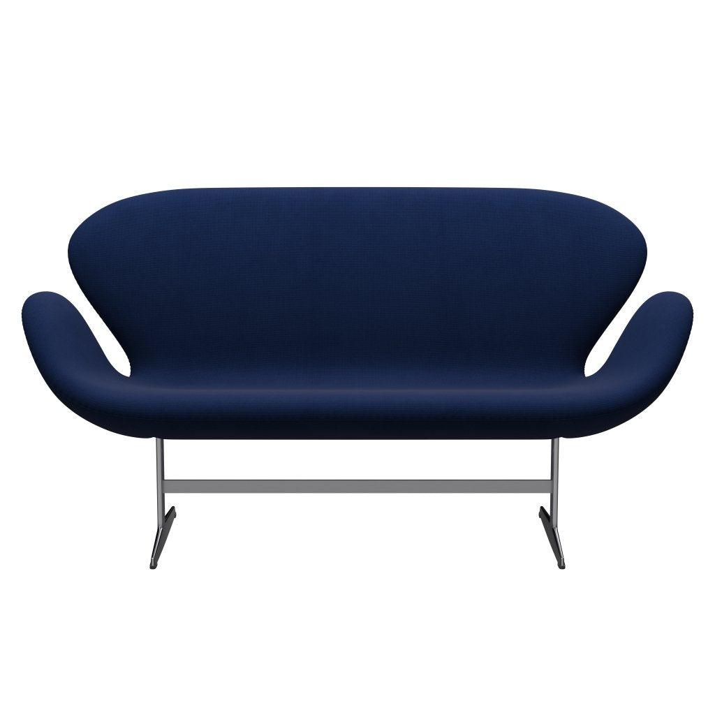 Fritz Hansen Swan Sofa 2 Seater, saténová kartáčovaná hliník/sláva tmavě modrá (66071)