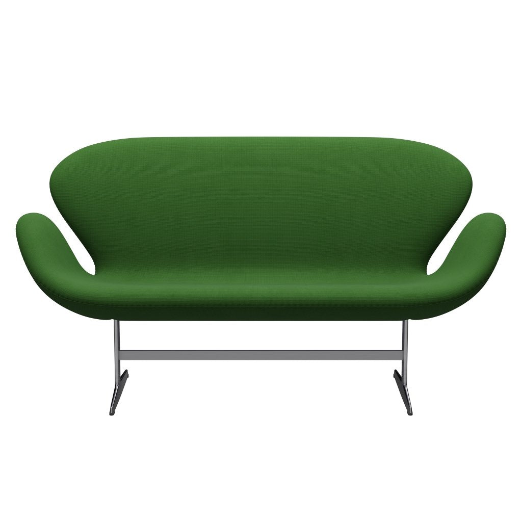 Fritz Hansen Swan Sofa 2 Seater, saténová kartáčovaná hliník/sláva tráva zelená