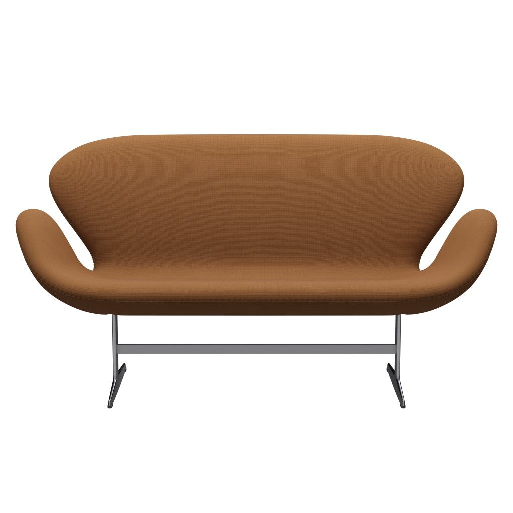 Fritz Hansen Swan Sofa 2 Seater, satén kartáčovaný hliník/sláva světle hnědá (61131)