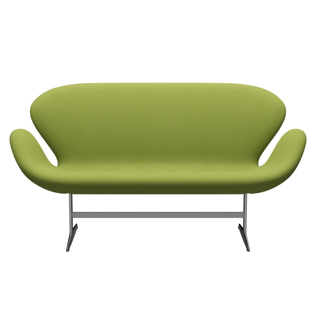 Fritz Hansen Swan Sofa 2 Seater, saténová kartáčovaná hliníková/sláva Light Grass Green